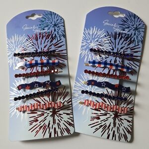 Social Strand/Patriotic Hair Clips (2 sets)‎